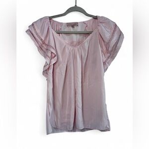 Philosophy Light Pink Blouse with Lace Accents & Butterfly Sleeves